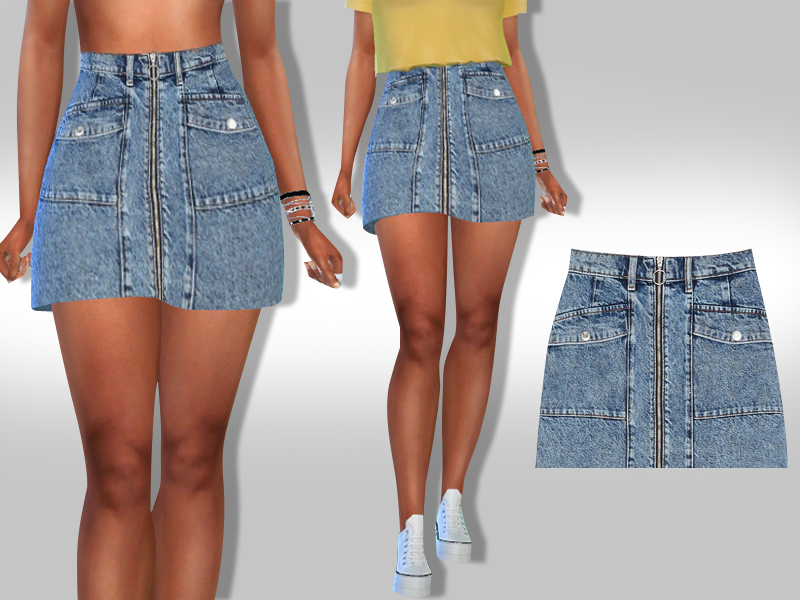 The Sims Resource - Bershka Denim Skirt