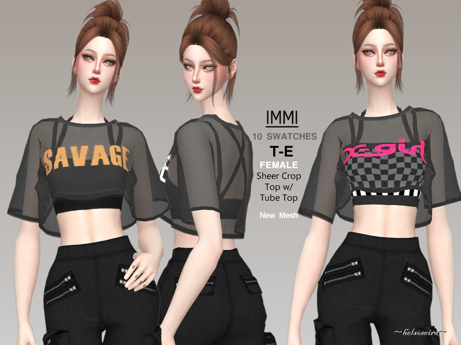 The Sims Resource - IMMI - Sheer Crop Top