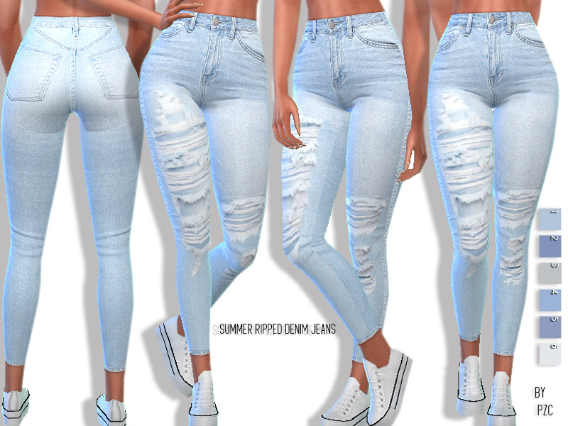 The Sims Resource - Summer Ripped Denim Jeans