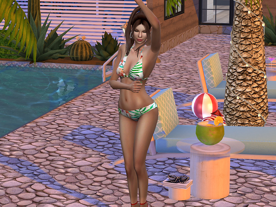 The Sims Resource - Tropical Flamingo Halter Bikini Set