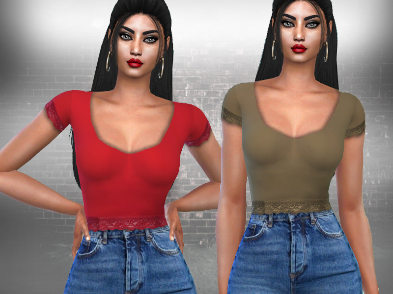The Sims Resource - Casual Fit Crop Tops