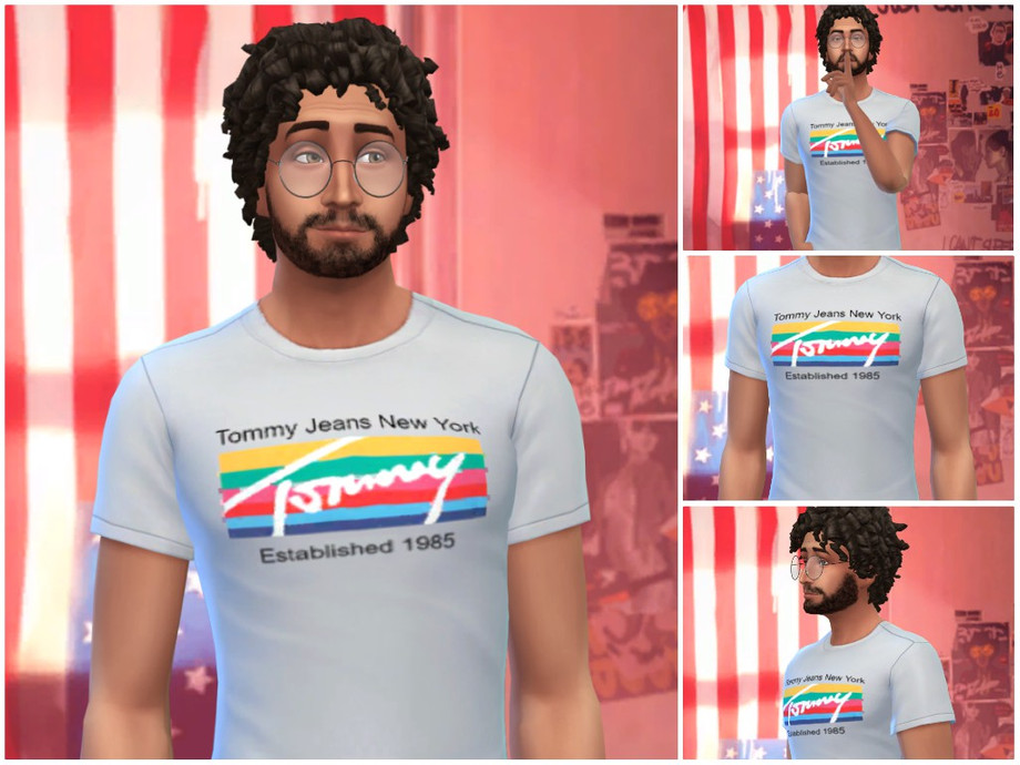butiksindehaveren Spis aftensmad Vejrtrækning The Sims Resource - Tommy Hilfiger Rainbow t-shirt