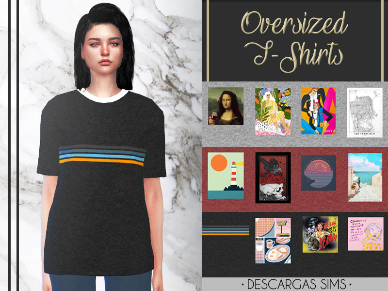 The Sims Resource - Oversized T-Shirts