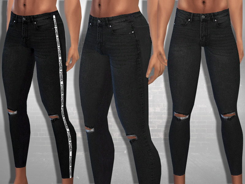 The Sims Resource - Male Sims Two Style Black Ripped Jeans