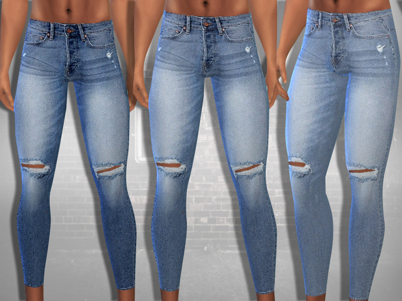 The Sims Resource - Men Hm Ripped Skinny Fit Jeans