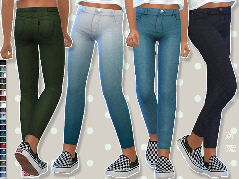 The Sims Resource - High Waisted Denim Jeans For Children