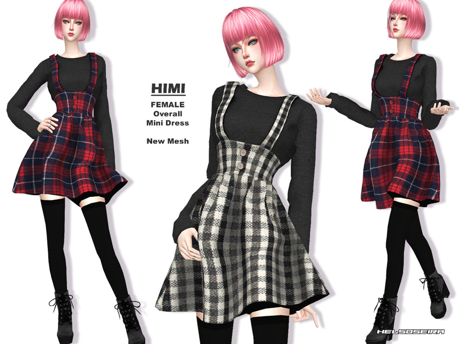 The Sims Resource - HIMI - Overall Mini Dress