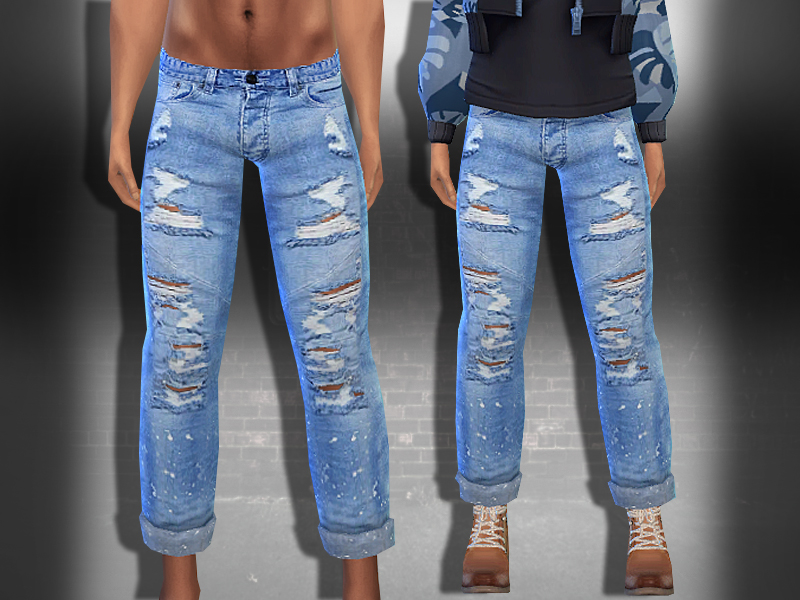 The Sims Resource - Wrangler Ripped New Style Men Jeans