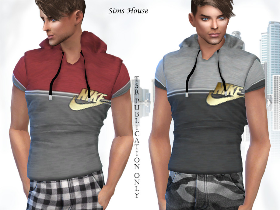 The Sims Resource - Men's NIKE T-shirt with a hood