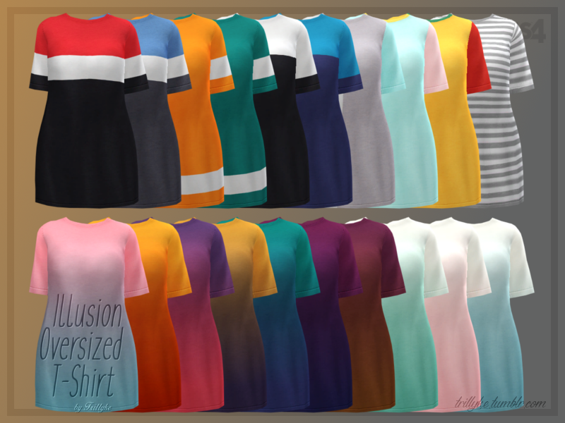 The Sims Resource - Trillyke - Illusion Oversized T-Shirt
