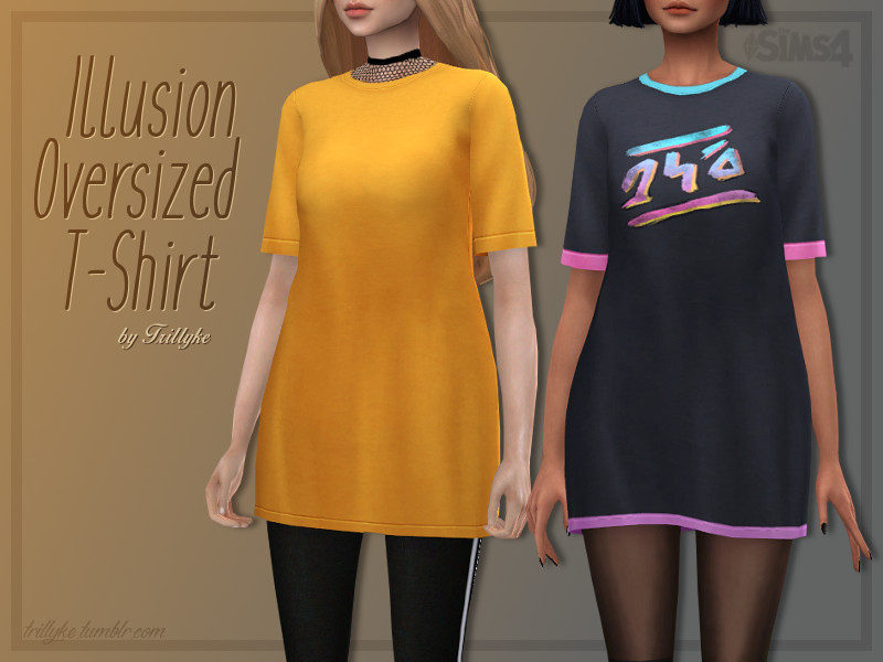 The Sims Resource - Trillyke - Illusion Oversized T-Shirt