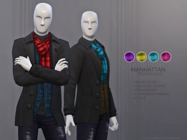 The Sims Resource - Manhattan trench coat | Seasons needed