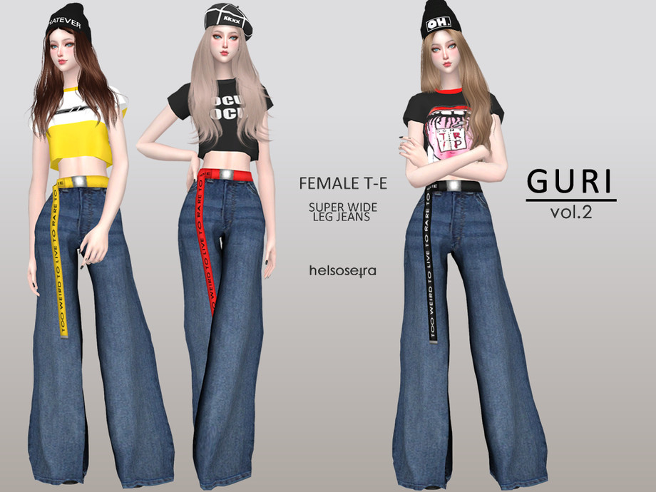 The Sims Resource - GURI - Wide leg jeans