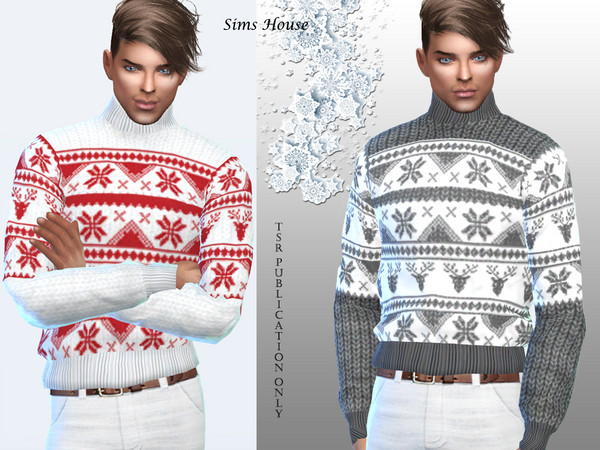 The Sims Resource - Masculine sweater with a christmas pattern