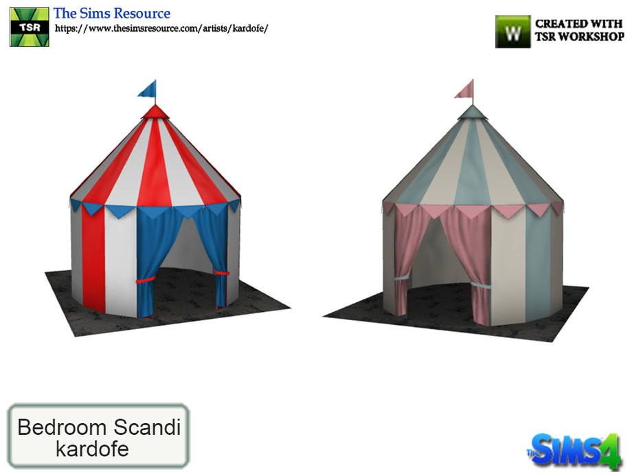 The Sims Resource - kardofe_Bedroom Scandi_Circus tent