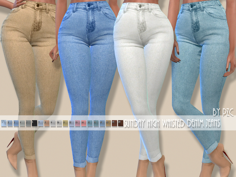 The Sims Resource - Sunday High Waisted Denim Jeans