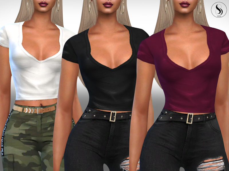 The Sims Resource - Female Deep Front V Neck Tops