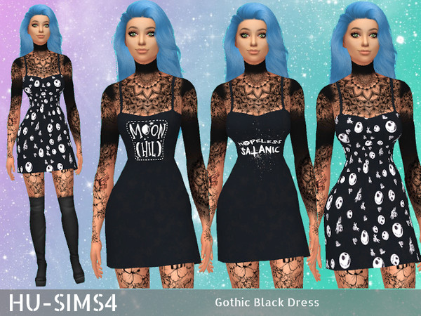 The Sims Resource Gothic Black Dress