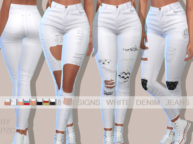 The Sims Resource - Hamptons White Denim Jeans