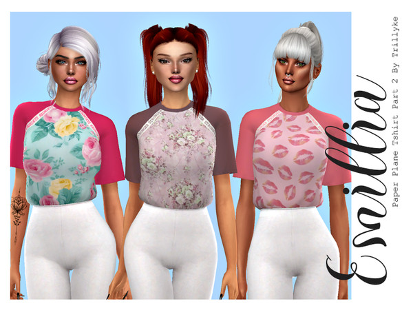 The Sims Resource - Emillia - Paper Plane Tshirst Part 2 - Recolor Trillyke