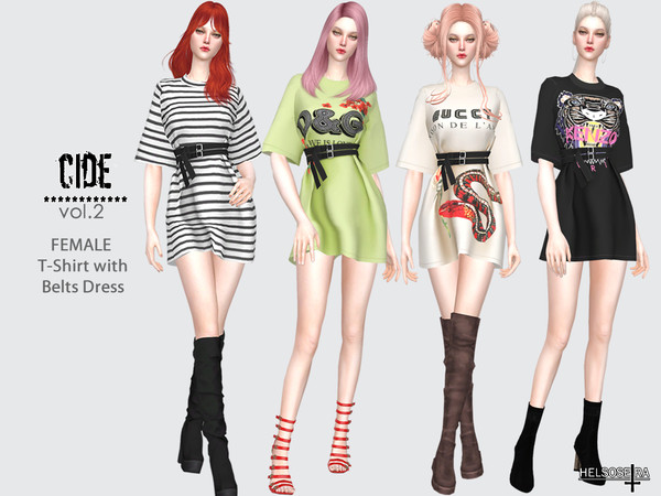 The Sims Resource - CIDE - Vol.2 T-Shirt Dress