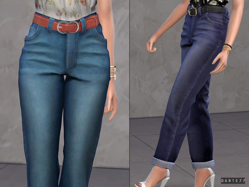 The Sims Resource - Belted Mom Jeans