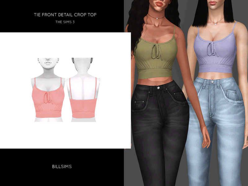 The Sims Resource - Tie Front Detail Crop Top