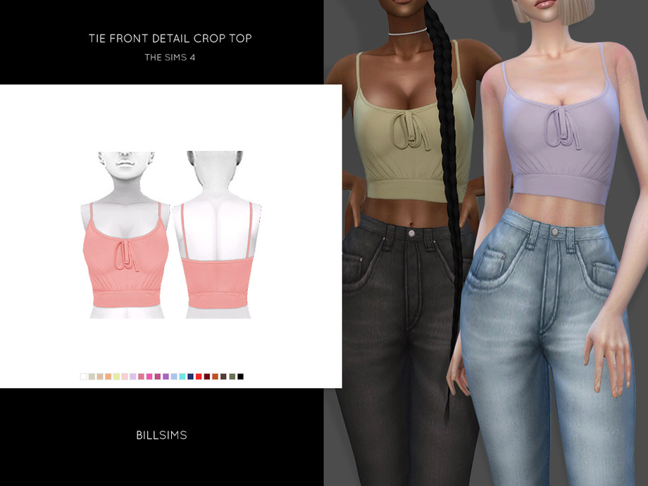 The Sims Resource - Tie Front Detail Crop Top