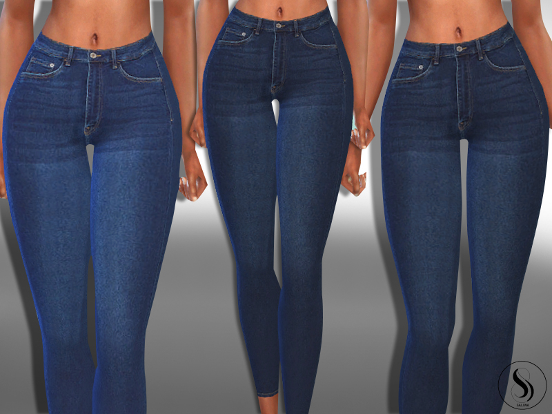 The Sims Resource - Female Dark Blue Skinny True Jeans