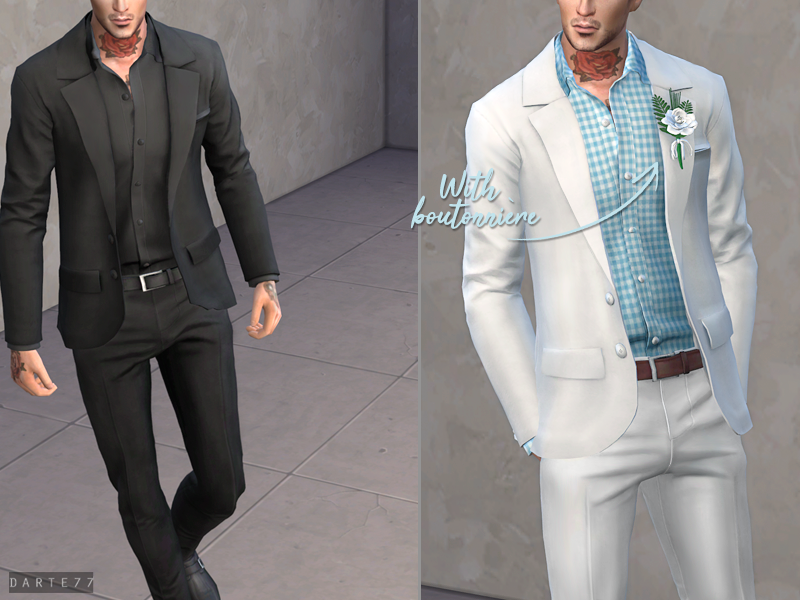 The Sims Resource - Open Suit Jacket - With Boutonniere