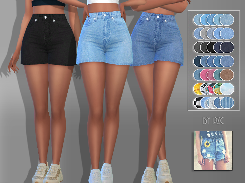 The Sims Resource - Sunflower Denim Jeans Shorts 9094