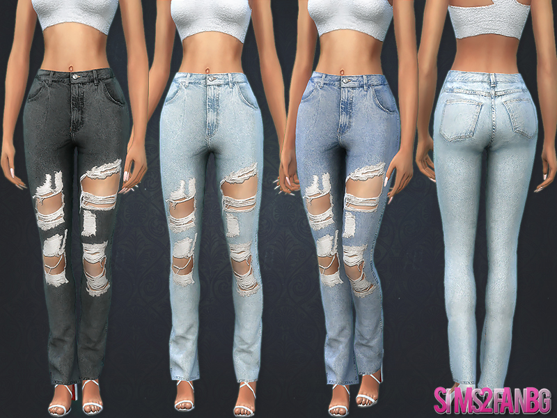 The Sims Resource - 394 - High Rise Ripped Jeans