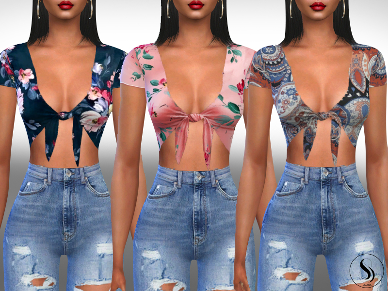 The Sims Resource - Female Pattern Tied Tops