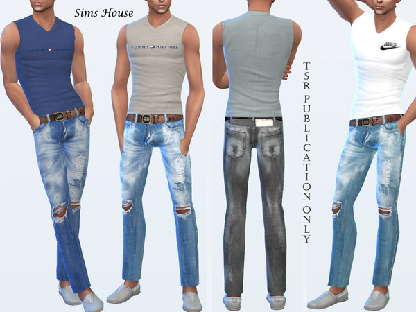 The Sims Resource - Men's low waist jeans