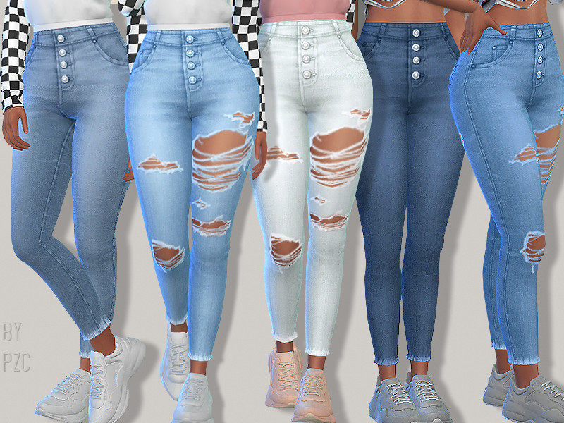 The Sims Resource - University Exposed Button Denim Jeans-Discover  University EP