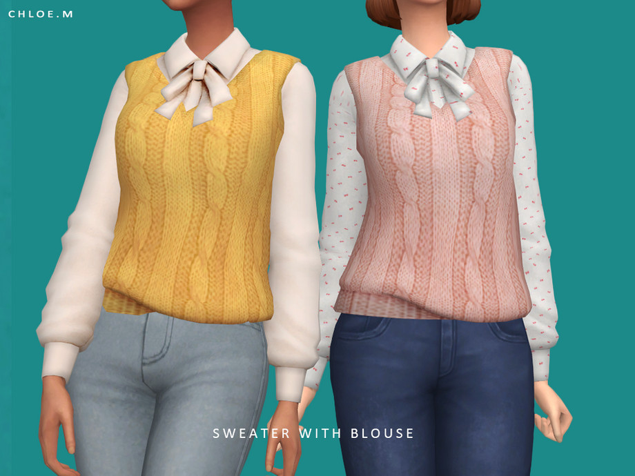 The Sims Resource - ChloeM-Sweater with Blouse