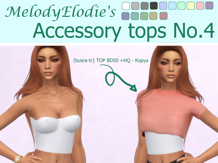 The Sims Resource - [MelodyElodie] Accessory Tops No. 4