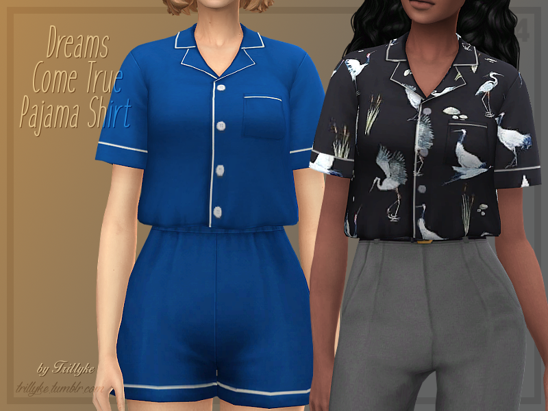 The Sims Resource - Trillyke - Dreams Come True Pajama Shirt