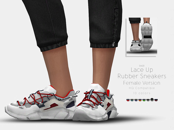 The Sims Resource - Lace Up Rubber Sneakers [Female Version]