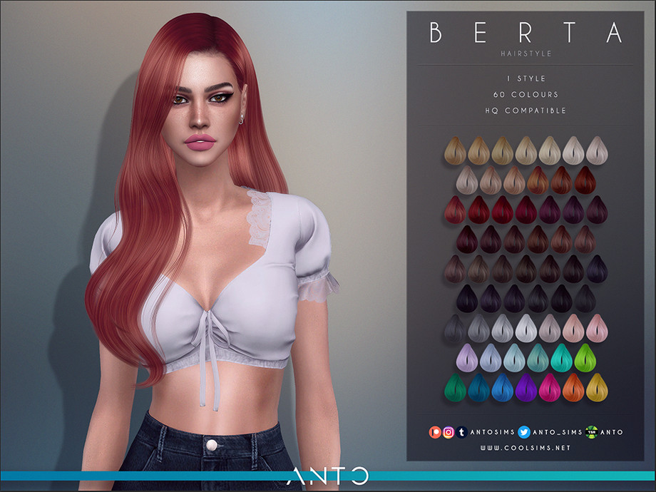 The Sims Resource - Anto - Berta (Hairstyle)