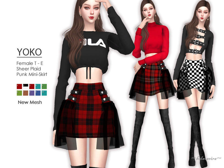 The Sims Resource - YOKO - Punk Plaid Skirt
