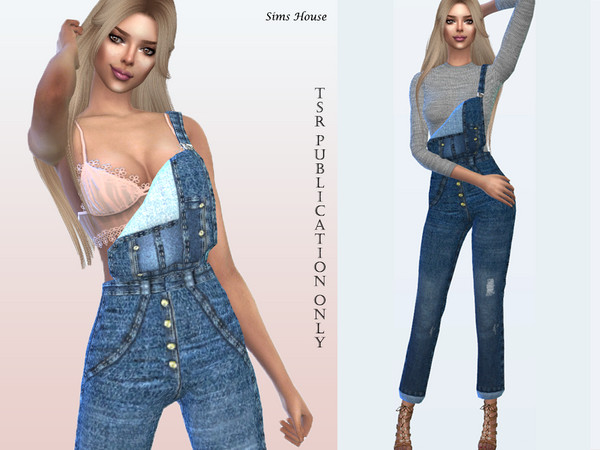 The Sims Resource - Women's denim overalls (bottom)