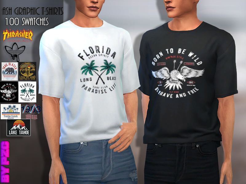 The Sims Resource - Ash Graphic Tees Collection(mesh required)