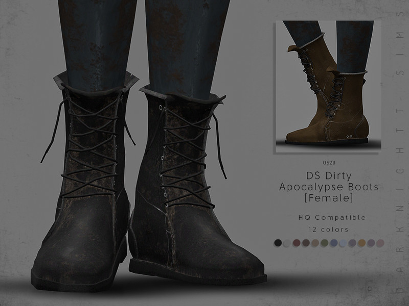 The Sims Resource - DS Dirty Apocalypse Boots [Female]