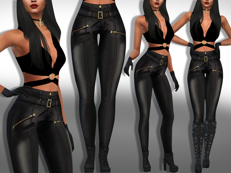 The Sims Resource - Female Dark Leather Pants