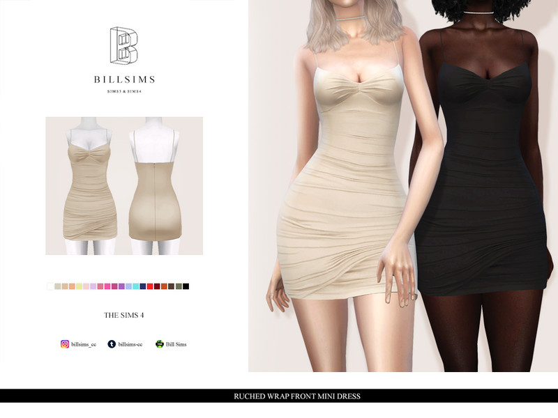 The Sims Resource - Ruched Wrap Front Mini Dress