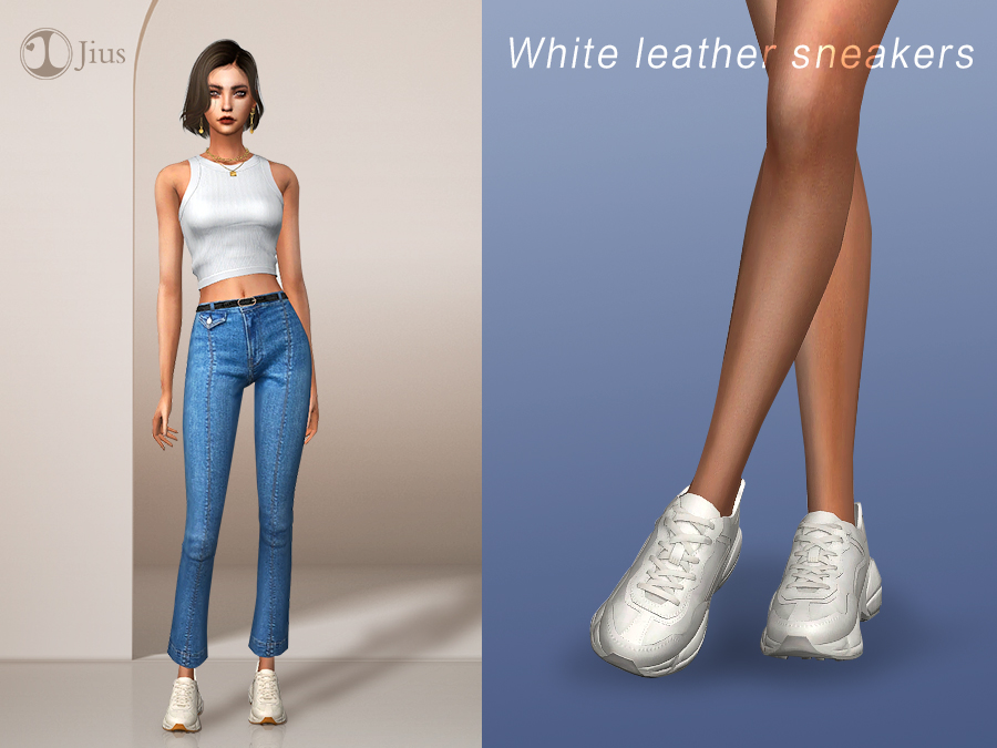 The Sims Resource - Jius-white leather sneakers