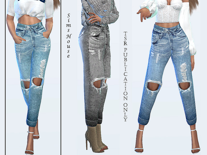 The Sims Resource - Women's wide ripped jeans