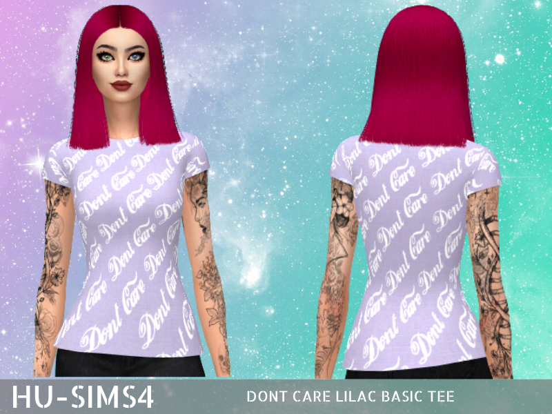 The Sims Resource - Dont Care Lilac Basic Tee