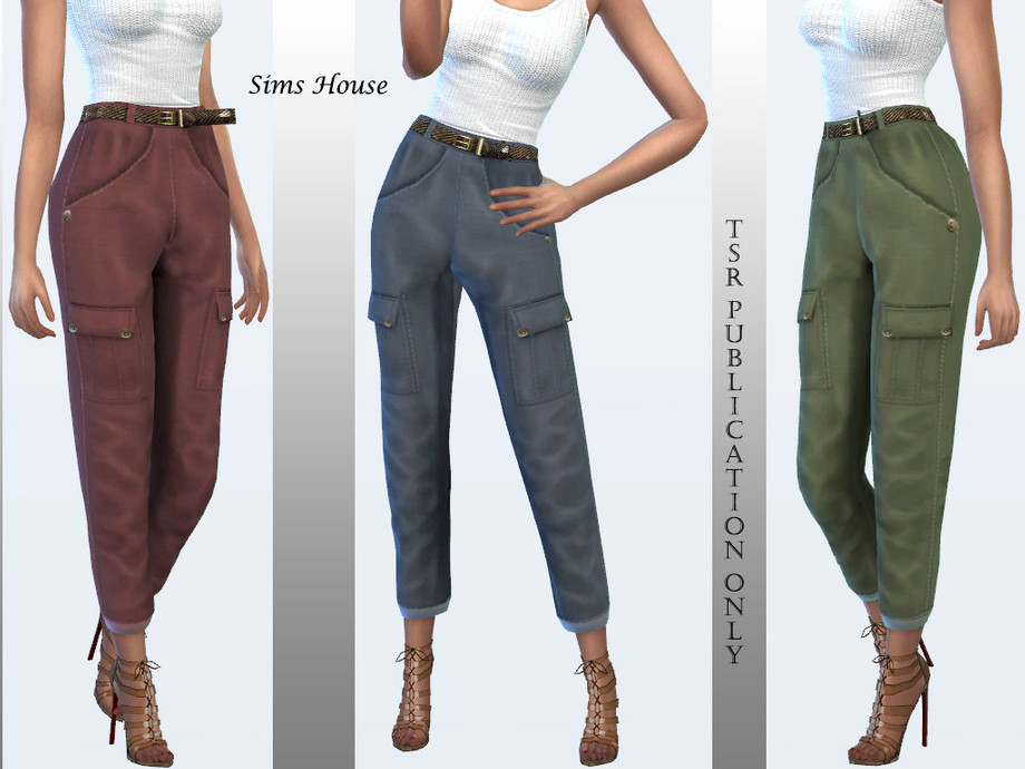 The Sims Resource - Women's Cargo Pants with Slim Belt